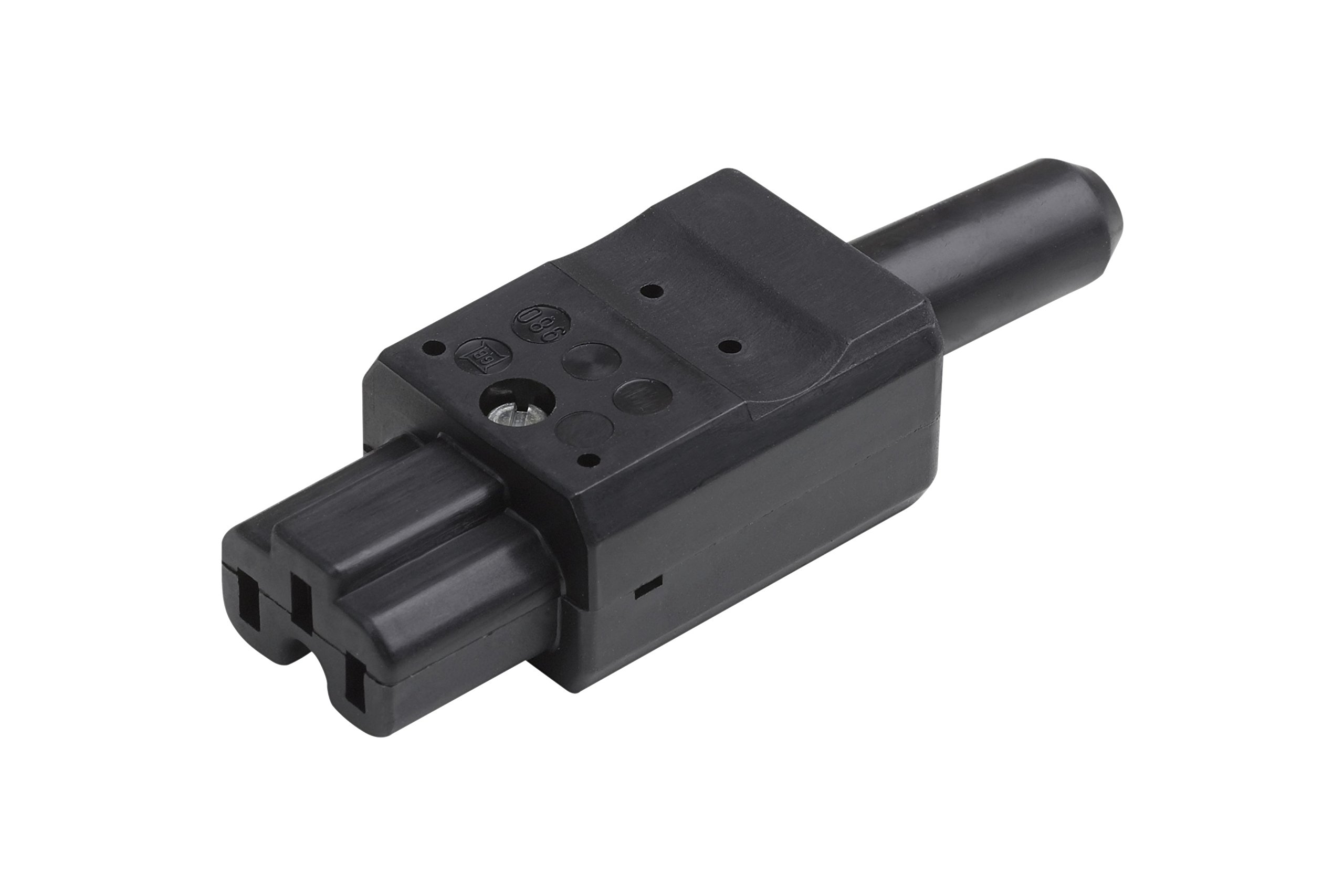 Meister 7421990 Hot Appliance Plug - Black - 250 V - 10 A - Temperature Resistant up to 155 °C - With Kink Protection Sleeve/Uncontact Device Socket