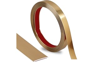 Lunghaa Peel and Stick Finish Molding Trim, Flexible Decoration Strip for Wall Tile Edge, Mirror, Cabinet, Furniture and DIY Home Decoration (Brushed Gold, 16.4 ft x 0.4 in)