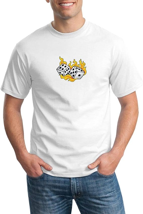 Amazon Co Jp おもしろ Tシャツ 半袖 肌着 創意デザイン オリジナル オリジナル 柄プリント 綿100 半袖 炎の火のサイコロを燃やす White L カジュアル おしゃれ 面白いtシャツメンズ カップル ギフト ボーイズ 服 ファッション小物