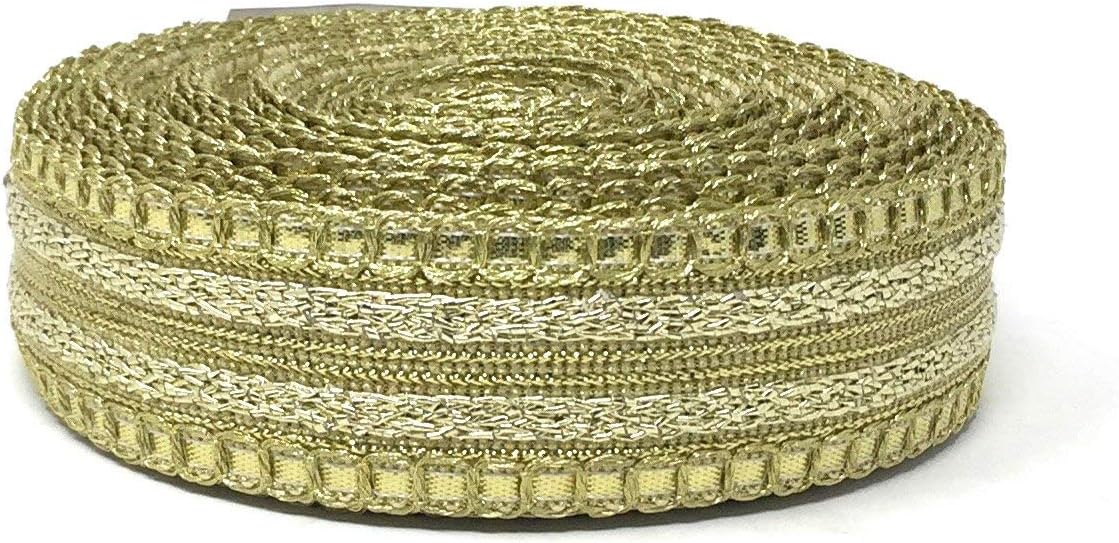 Inhika Women's Cotton Mix Border for Saree (Golden, 0.9 Inches, Length -9 m)