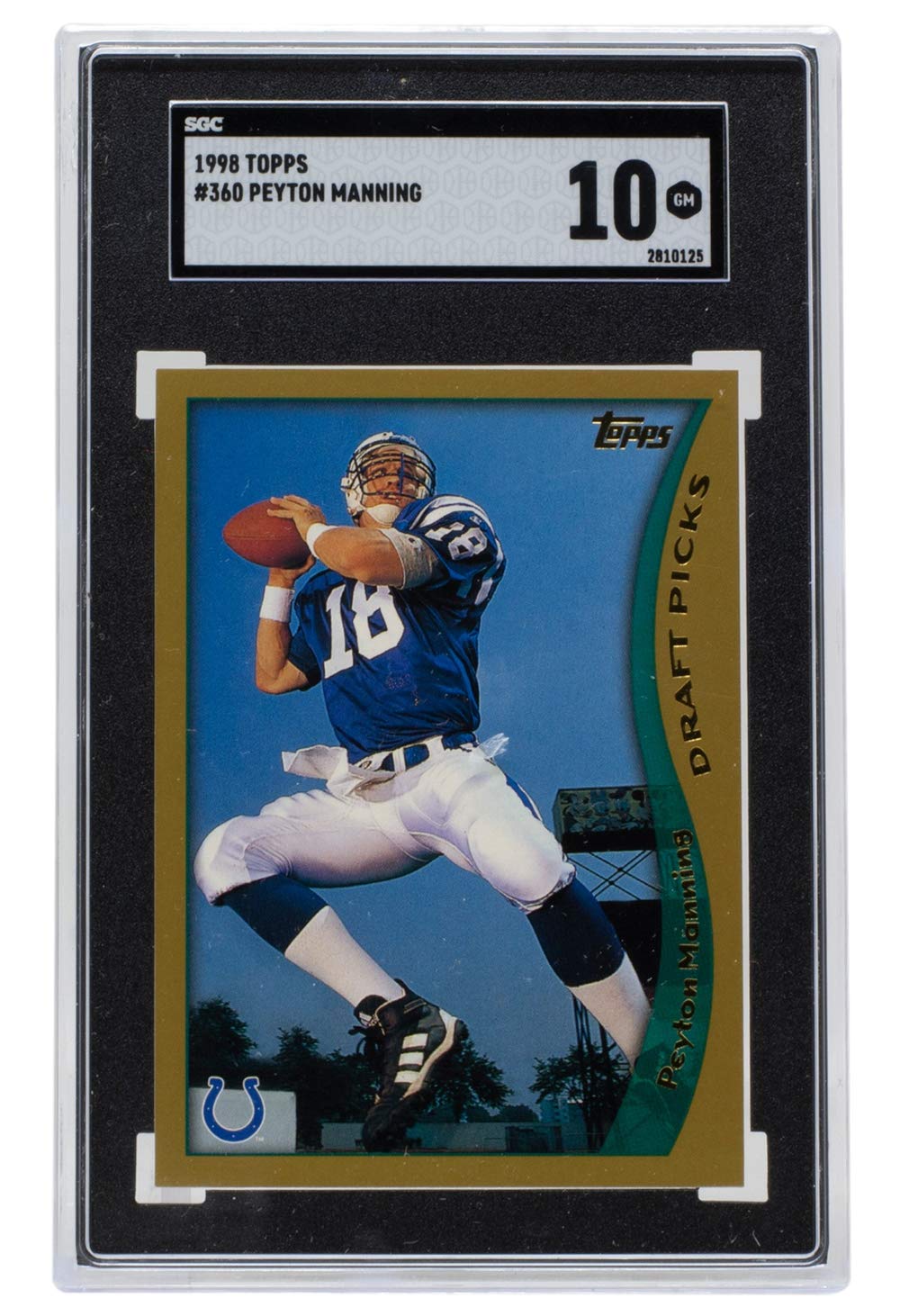 Peyton Manning 1998 Topps #360 Indianapolis Football Card SGC GM 10