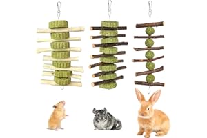 Bunny Chew Toys,3 Pack Rabbit Toys for Grinding Teeth Molar Improve Dental Health,Grass Cake Pet Snacks Chew Toys Small Anima