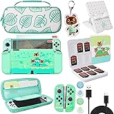 TIKOdirect Carrying Case Compatible with Nintendo Switch OLED Joy-Con Controllers Newest Updated with 4 Cute Thumb Grip Caps and 2 Screen Protectors, Anti-Scratch Touch Grip Cover, Animal Crossing