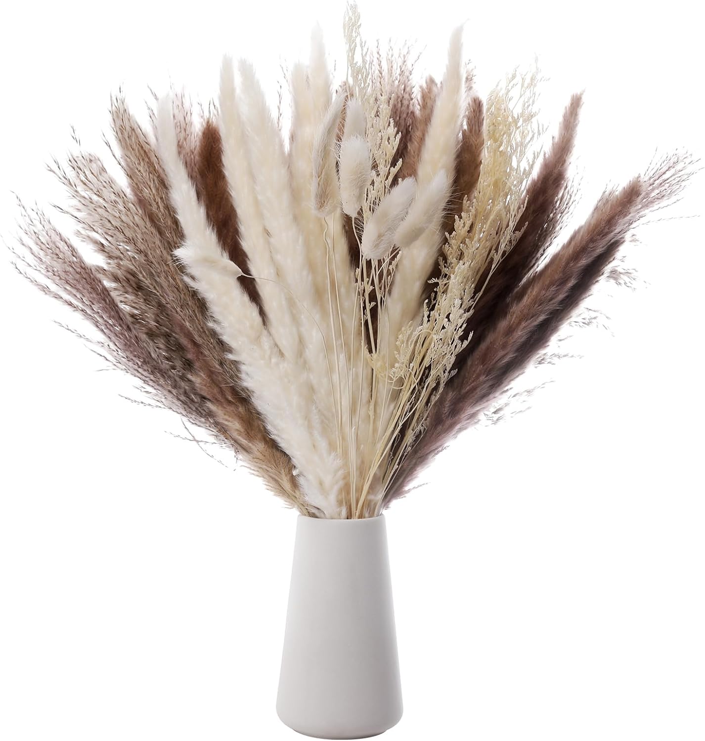 Dried & Preserved Flora - Pampas Grass Decor | 80 PCS 17” Pampas Grass – Bouquet of Pompas Floral is Natural & Dried | Pampas for Boho Home Decor, Desk, Wedding, Baby Shower & Rustic Farm House