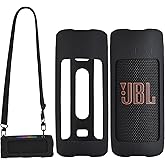 Silicone Case Cover Compatible with JBL Grip Wireless Bluetooth Speaker, Travel Protective Carrying Case with Shoulder Strap for JBL Grip Bluetooth Speaker (Black)
