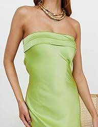 Realtix Satin Silk Backless Tube Tops Maxi Dress