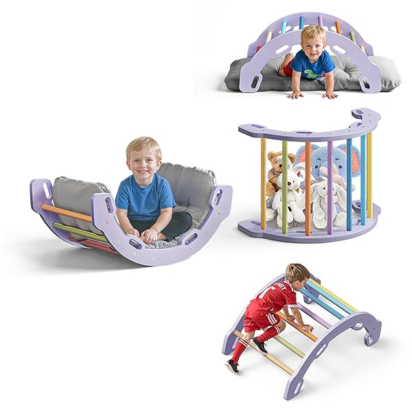 COSYLAND KIDS CLIMBING ARCH ROCKER WITH CUSHION –...
