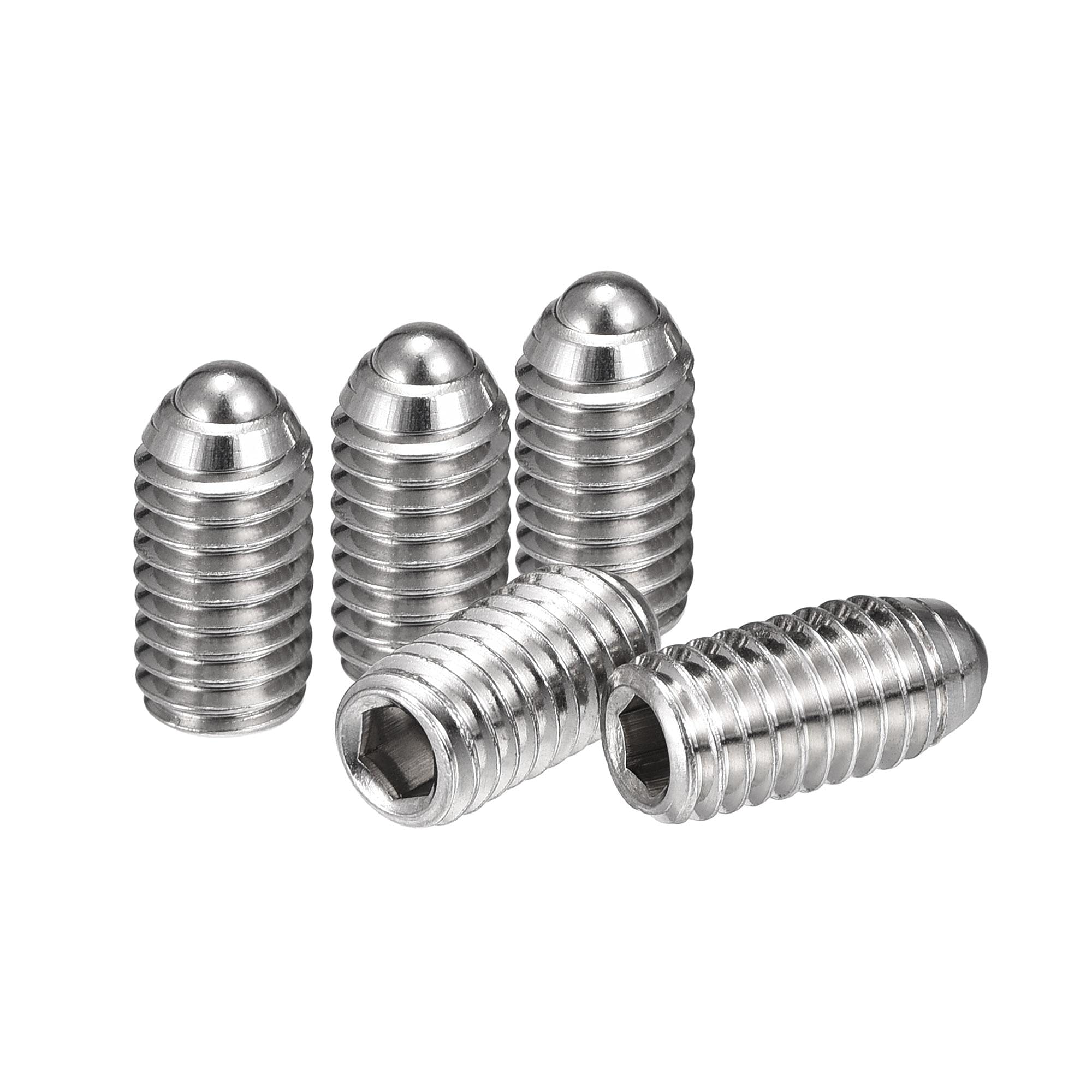 sourcing map Ball Point Set Screws, M6 x 12mm 304 Stainless Steel Metric Spring Hex Socket Screw 10pcs