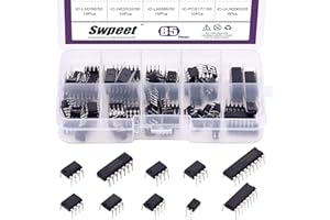 Swpeet 85Pcs 10Pcs 10 Types Integrated Circuit chip Assortment Kit,LM Series Dual/Quad Operational Amplifier Opamp, Single Precision Timer, Pwm - LM324 LM358 LM386 LM393 UA741 NE5532 NE555