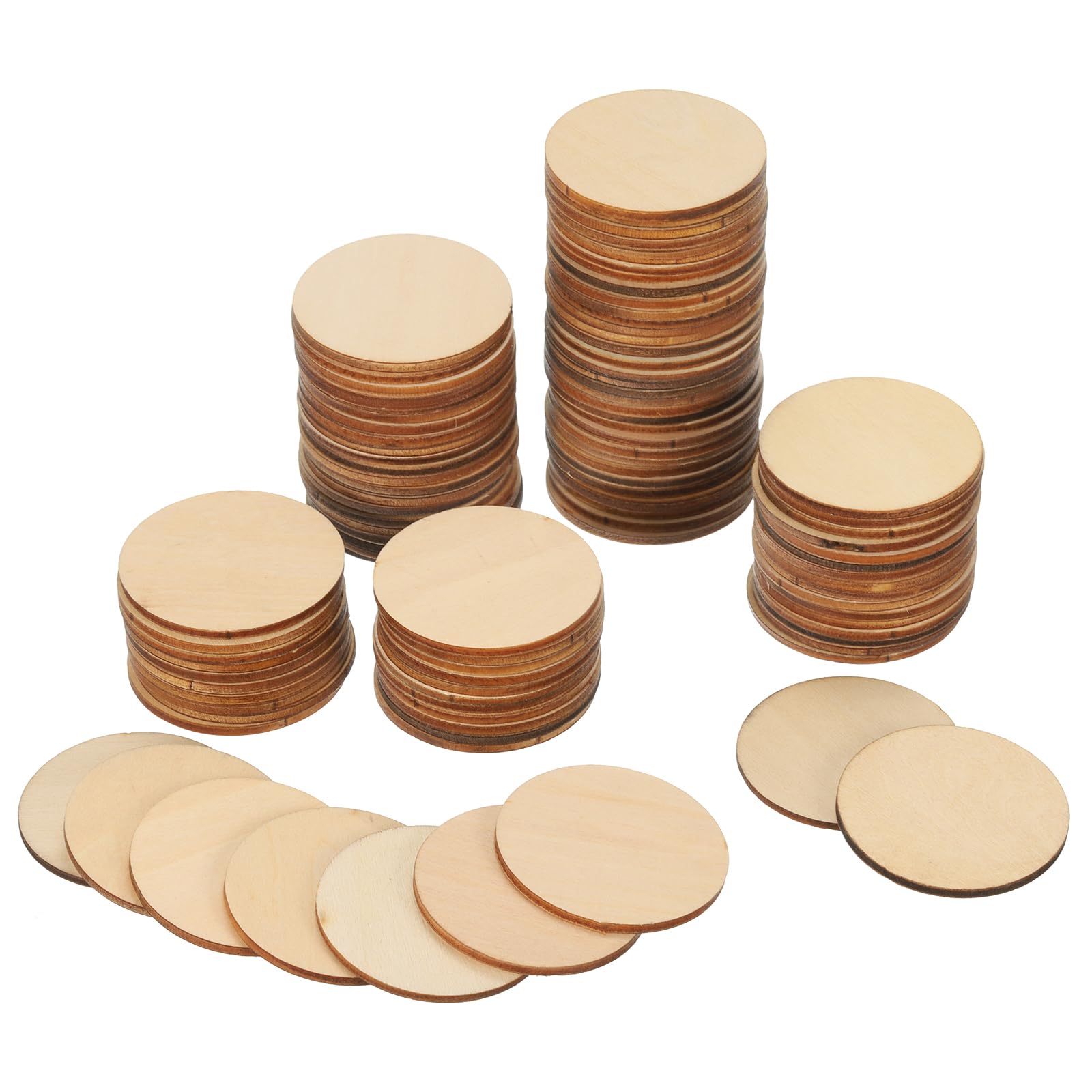 PATIKIL 2 Inch Unfinished Round Wood Slices, 100 Pack Blank Wooden Discs Circles Cutouts for DIY Art Crafts Painting Decor Christmas Decorations