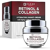Clear Beauty Collagen & Retinol Night Cream - Firms, Hydrates & Smooths Fine Lines - Face Moisturizer For Dry Skin, Vegan, Clean Beauty - Korean Skin Care, Dermatologist Tested - 1.69 Fl Oz