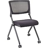 Lorell Mesh Back Black Nesting Chair (Pack of 2)