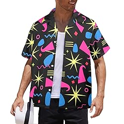 HUGLAZY 80s 90s Shirt for Men Hawaiian Shirts Short