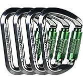 SEPEAK UIAA 30kN Climbing Carabiner Clips, Professional Heavy Duty Twist Locking Carabiners for Climbing,Mountaineering, Rappelling, Camping, Hiking, Swings, Large D Ring Hooks