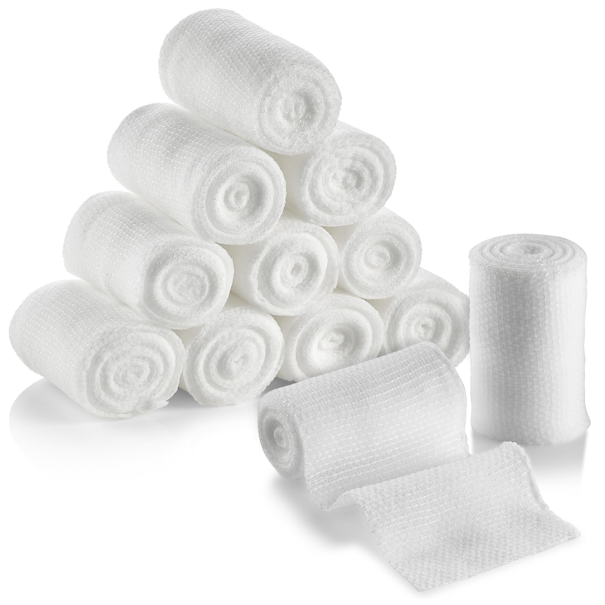 Gauze Bandage Rolls - 4 Yards Per Roll of Gauze Bandage and Stretch Wrapping for Dressing All Types of Wounds and Kit, (5 cm x 3.7 m - Pack of 12)