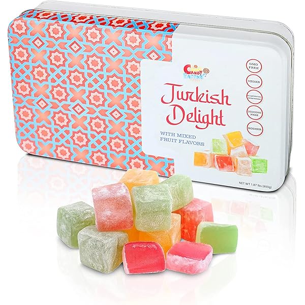 Zest Delites Turkish Delight Candy - 8.8oz Assorted Fruit Flavors Vegan Lokum
