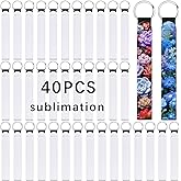 Anpuimult 40 Pcs sublimation wristlet blanks Keychain Bulk White Neoprene sublimation keychain blanks Products DIY for Women