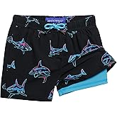 maamgic Boys Swim Trunks with Compression Liner Quick Dry Swim Shorts Anti-Chafe Boy Bathing Suit