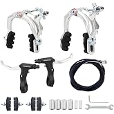 WEEROCK Bike Calip Brake Set Front and Rear C Brake Set, Rim Brake Set with Aluminium Alloy Brake levers, Bike Cables for Kids Bike, Child Bike, Student Bicycle, BMX，Beach Bike, Commuter Bike