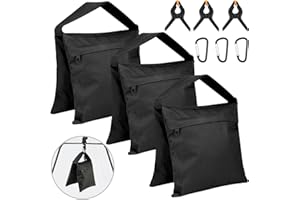 SAYAYA 3 Pack Photography Sandbag Heavy Duty Sand Bags with Zipper Weight Bag Saddlebag Design for Photography Stand with Spring Clamps & Buckle Sand Bag Weights for Backdrop Stand Photo Tripod
