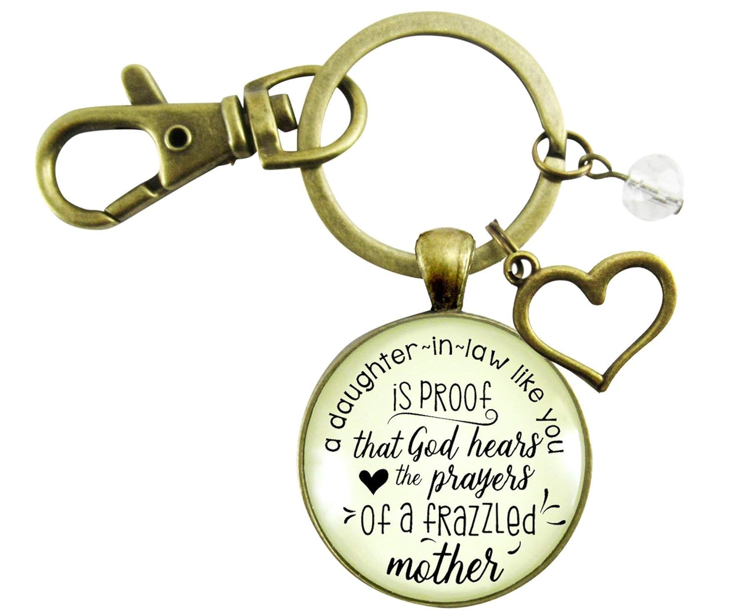 Gutsy Goodness Daughter In Law Gift Keychain Proof God Hears Mother's Prayers Fun Gift Jewelry Heart Charm