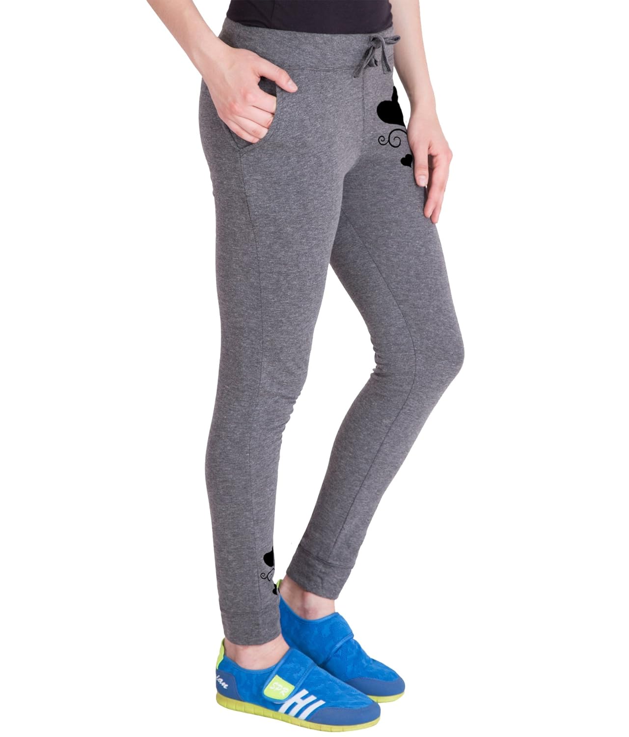 american-elm women's slim fit dark melange printed jogger for workout