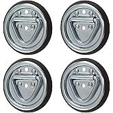 SPEP.com 4 Pack D Ring Steel Tie-Downs - Floor Flush Surface Mount with Black Bases - Tiedown Breaking Load of 1,200 Pounds