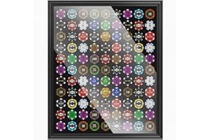 Silipull 99 Poker Chip Display Case 24 x 20 Inch Golf Poker Chip Holder for 39/40mm Wall Mount or Tabletop Display Frame for 