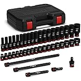 CASOMAN 43-Piece 1/2" Drive Master Impact Socket Set, Deep and Standard, 6-Point, Metric, 9mm - 30mm, CR-MO Steel, Impact Uni
