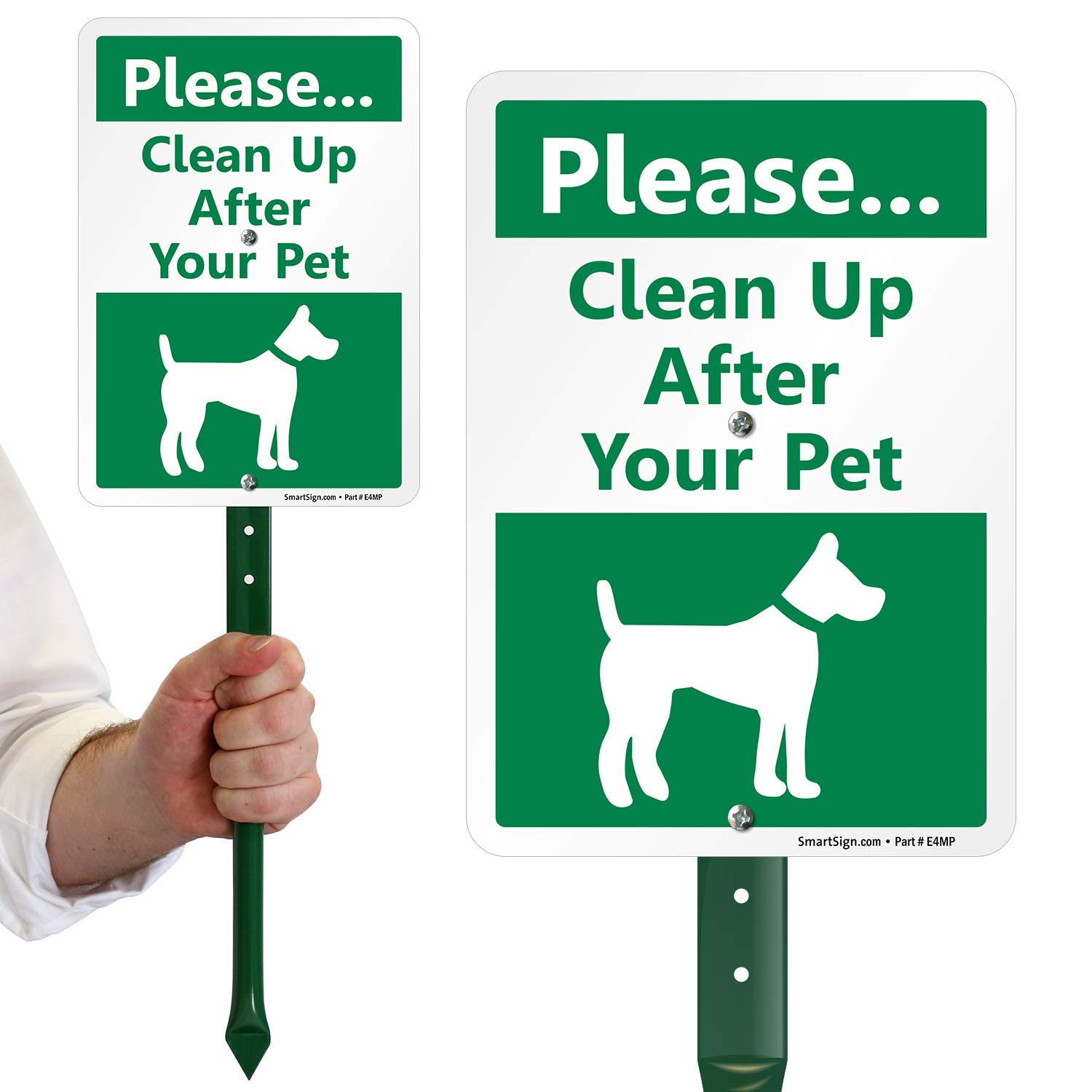 SmartSign "Please. Clean Up After Your Pet" Sign for Lawn | 7" x 10" Aluminum Sign with 18" Stake [New]