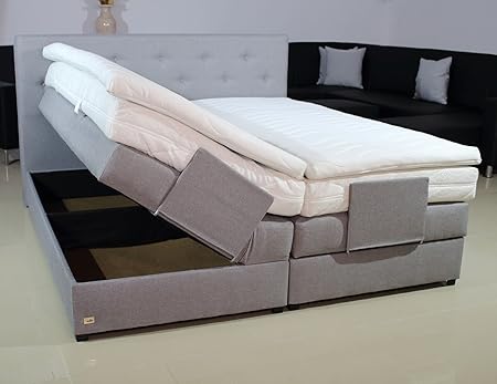 PAARA Boxspringbett mit Bettkasten Anti-Rutschmatten Taschenfederkern Matratze Kaltschaum Topper Komplettset 90 x 200 cm - Je