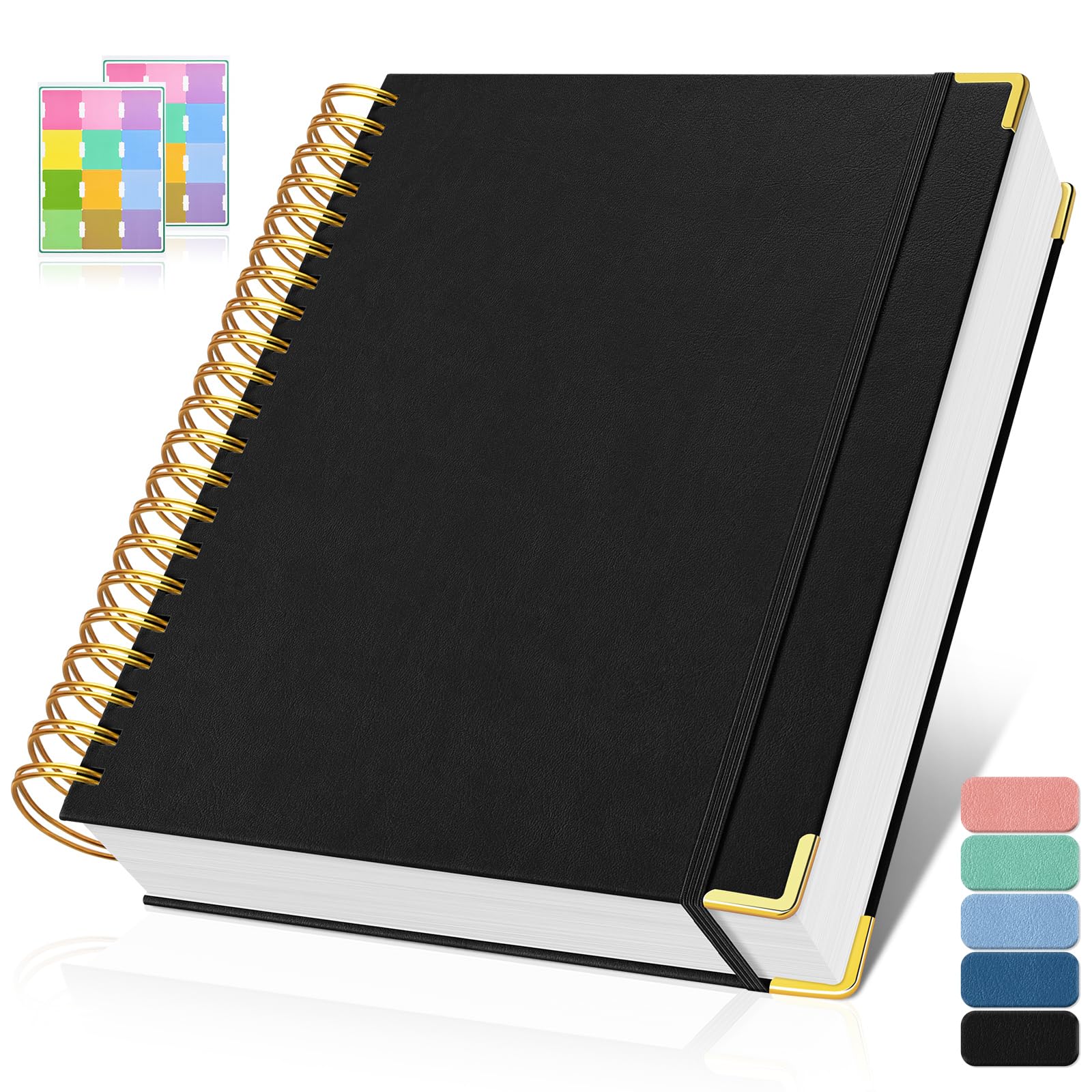 Photo 1 of Spiral Notebook, 300 Numbered Pages Notebooks College Ruled with Contens, 100GSM Thick Journal for Women Men, Hardcover Leather Lined Journal for Writing, Large A5 Notebooks for Work School, 6" x 8"