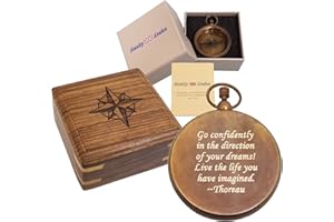 STANLEY LONDON Personalized Antique Brass Pocket Compass Gifts | Engraved Compasses for Graduation, Him, Her, Husband, Dad, Son
