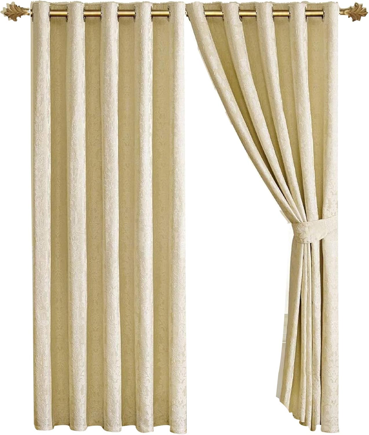 Luxury Jacquard Curtains Fully Lined Ready Made Tape Top Ring Top