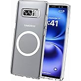 Rinboqe Clear Magnetic Phone Case for Samsung Galaxy Note 8, 6.3-Inch Shockproof Military-Grade Heavy Duty Protection Crystal Transparent TPU PC Cover Bumper Slim Fit Wireless Charging Compatible