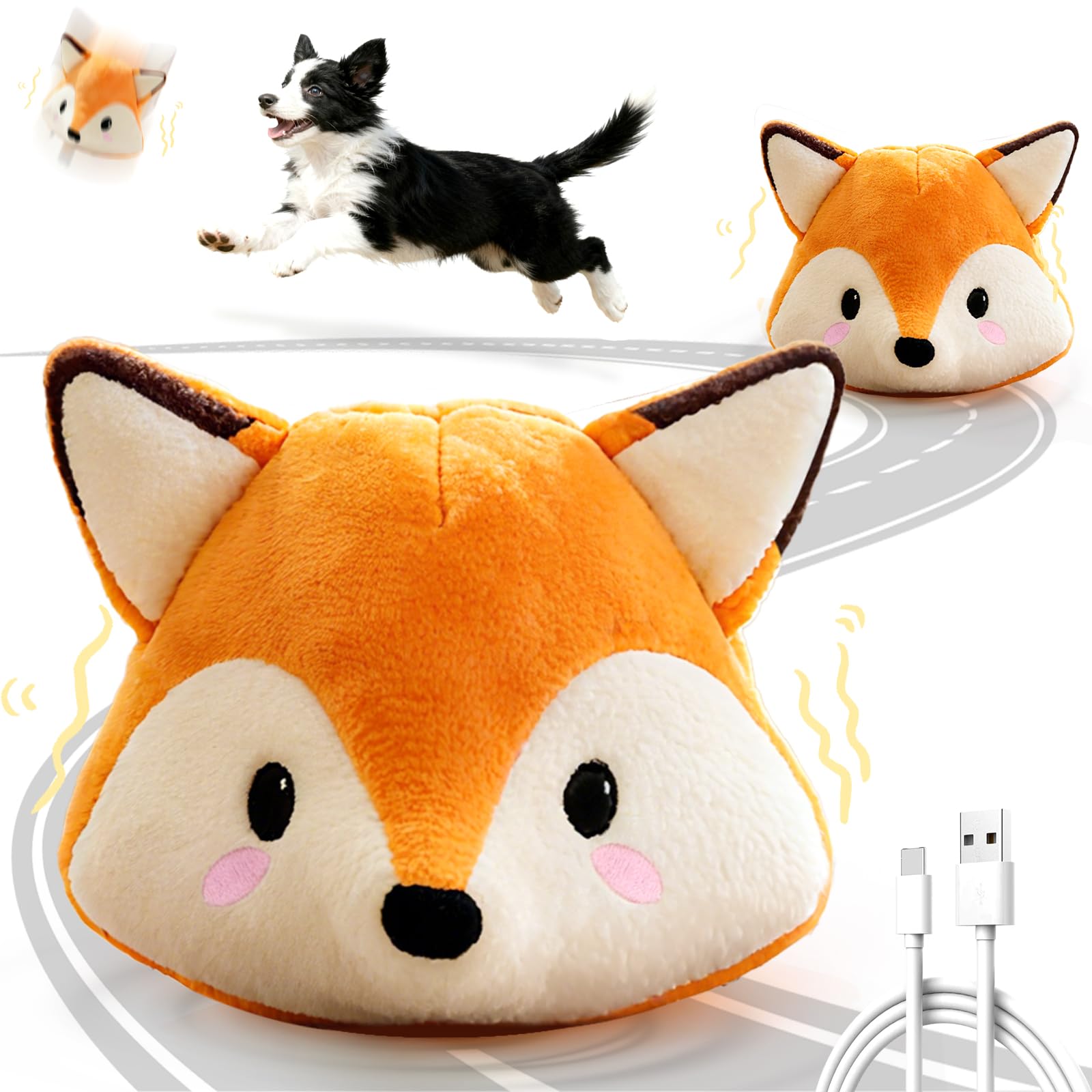 Photo 1 of ***MINOR DAMAGE*** VYsTN Interactive Fox Puppy Toy for Anxiety & Boredom Relief - Automatic Self-Moving, Bouncing & Vibrating with Sound for Mental Stimulation | Rechargeable & Chew-Resistant for All Breed Sizes