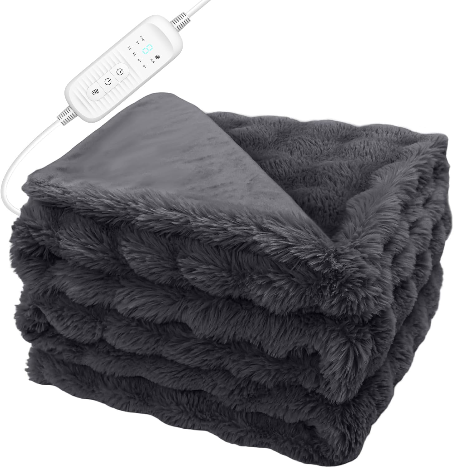 Photo 1 of Electric Heated Blanket Throw - 50"x60" Heating Blanket Throw House Warming Gifts New Home, Ultra Soft Warm Flannel Sherpa Fast Heat,8 Heat Level 10 Hours Auto-Off ETL Certified Grey