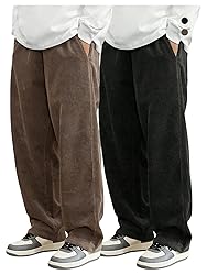 SOLY HUX Men's 2 Piece Corduroy Pants Drawstring