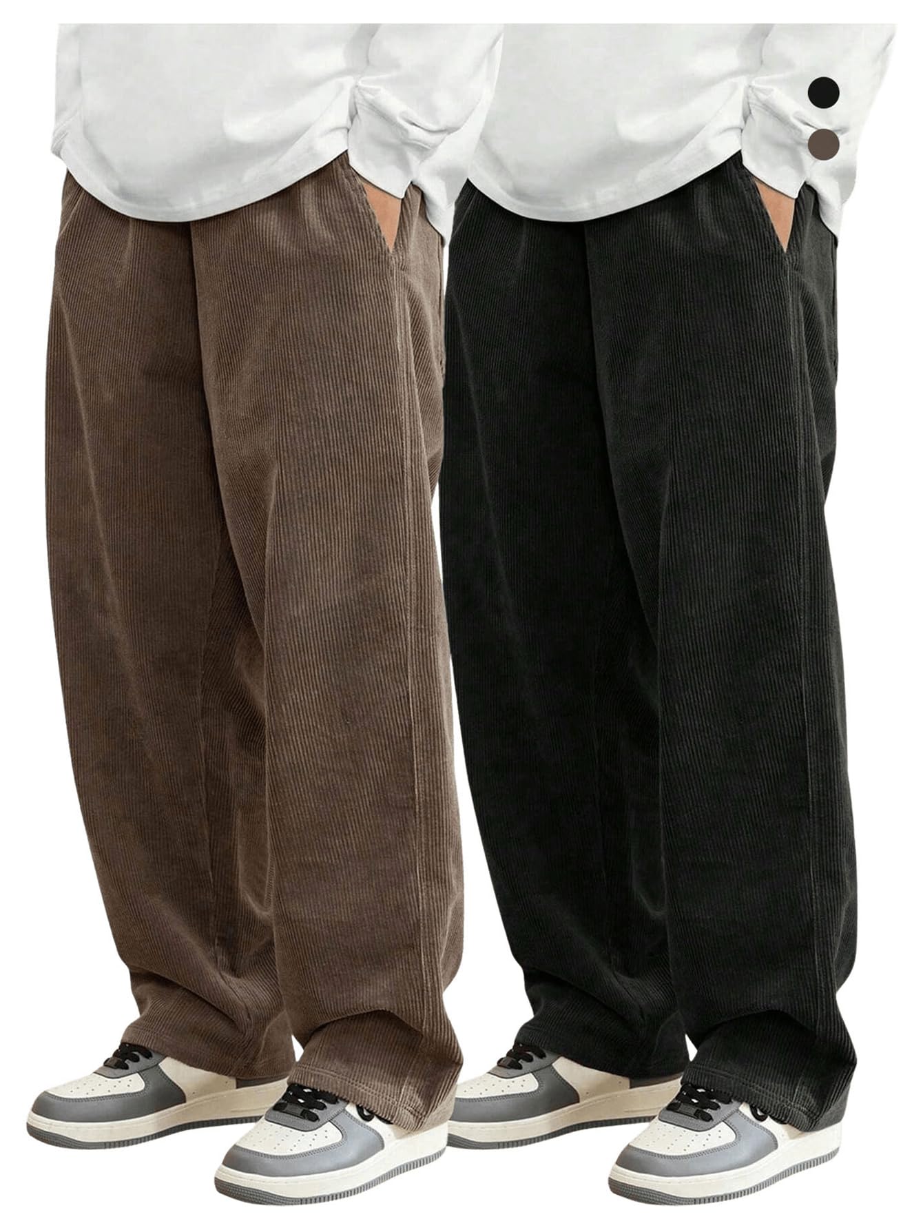 SOLY HUX Men's 2 Piece Corduroy Pants Drawstring