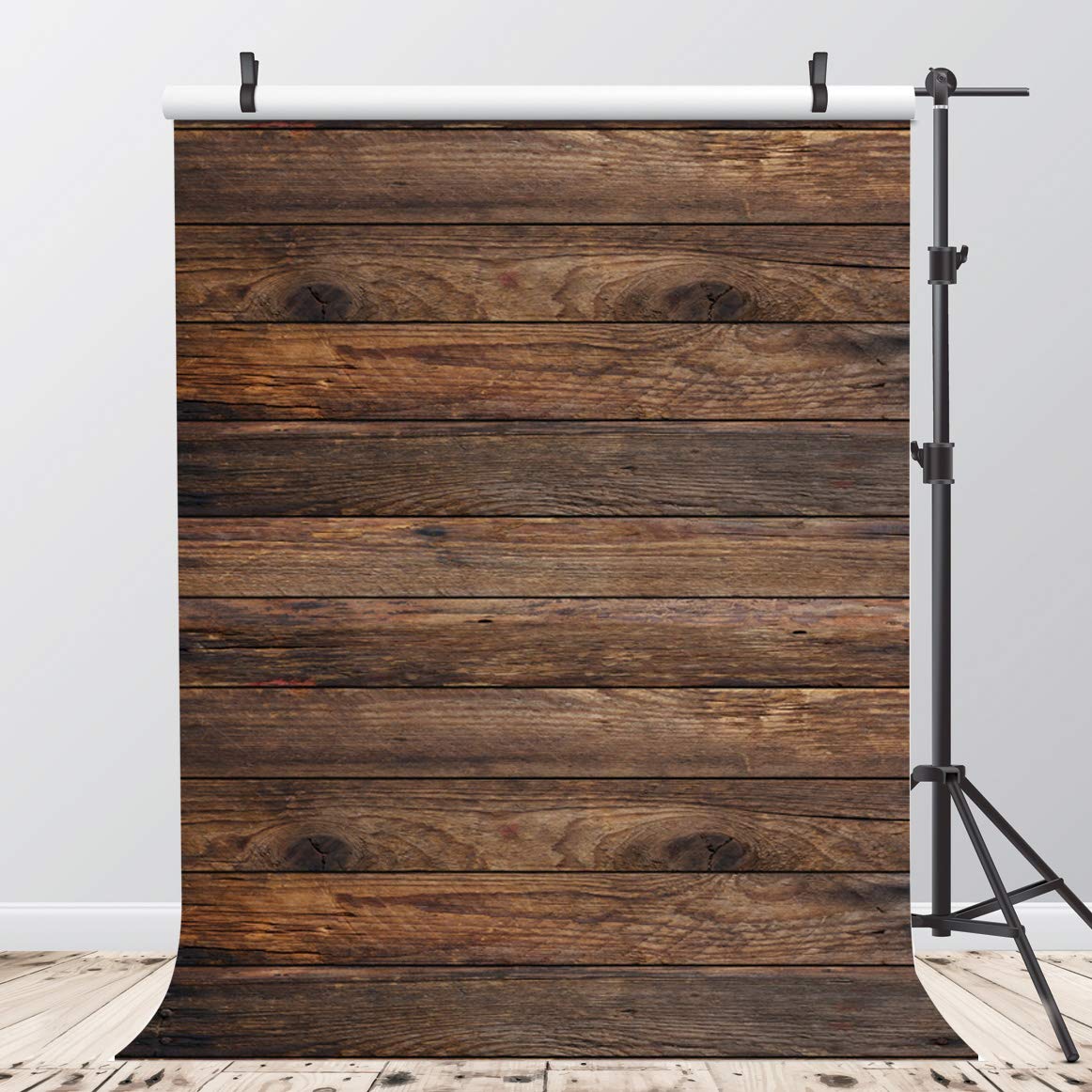 AIIKES 5x7FT Brown Wood Backdrop Retro Wood Photography Backdrop Newborn Shower Birthday Party Home Decoration Background 10-639 — image 1