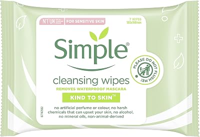 Simple Cleansing Face Wipes 7 Count Alcohol Free Gentle Refreshing Tone Makeup