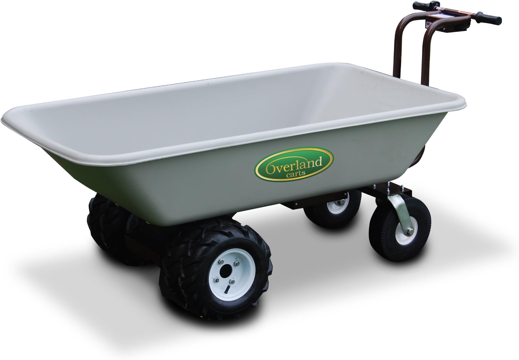 Overland Carts Heavy-Duty Powered Dump Cart with 9-Cubic-Foot Tray on 44-Inch Chassis, 750-Pound Capacity