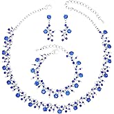 chaoyite Elegant Leaf Choker Necklace Earrings Link Bracelets Wedding Jewelry Sets Sparkly Bridal Party Prom Costume Jewelry Accessories for Women