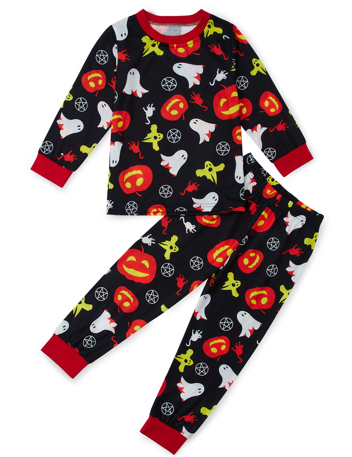 Kids Halloween Pajamas Size 6,Boys Pumpkin Printed Daily Sleepwear Long Sleeved Pjs Floral Print Spring Nightwear Set Outfit Size 7