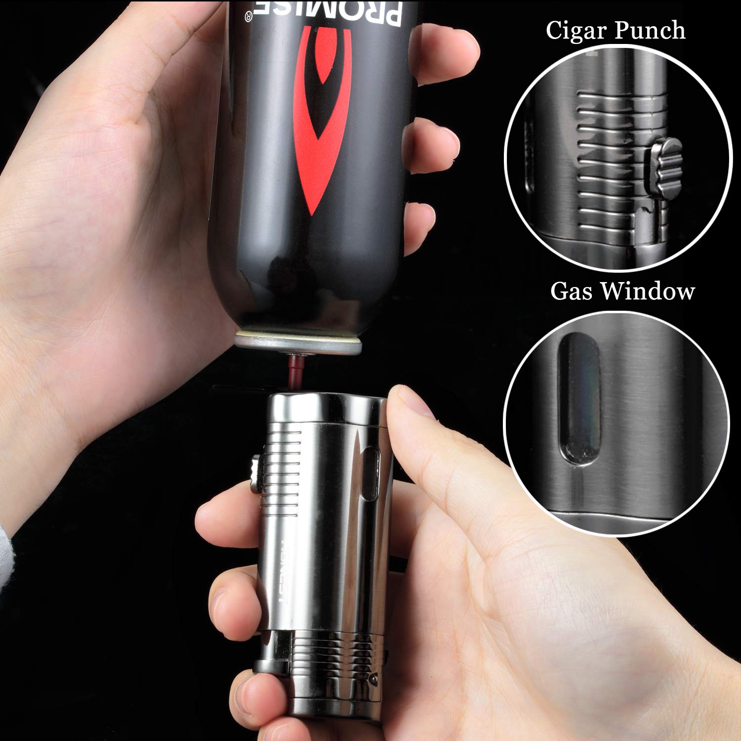 Sturmfeuerzeug,Jet Flamme FeuerzeugZigarren Feuerzeug Mit Zigarrenschneider, Gas-Sturmfeuerzeug, Pfeifenfeuerzeug, Gas Feuerzeug
