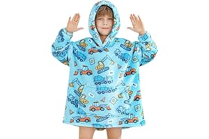 lasoftan Kids Wearable Blanket, Toddler Sherpa Sweatershirt Hoodie with Front Pocket Comfy Warm Hugs