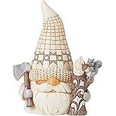 Enesco Jim Shore Heartwood Creek White Woodland Lumberjack Gnome Figurine- Stone Resin Hand Painted Crafted Collectible Gnomes Figurines Home Decor Statue, 5.43 Inch