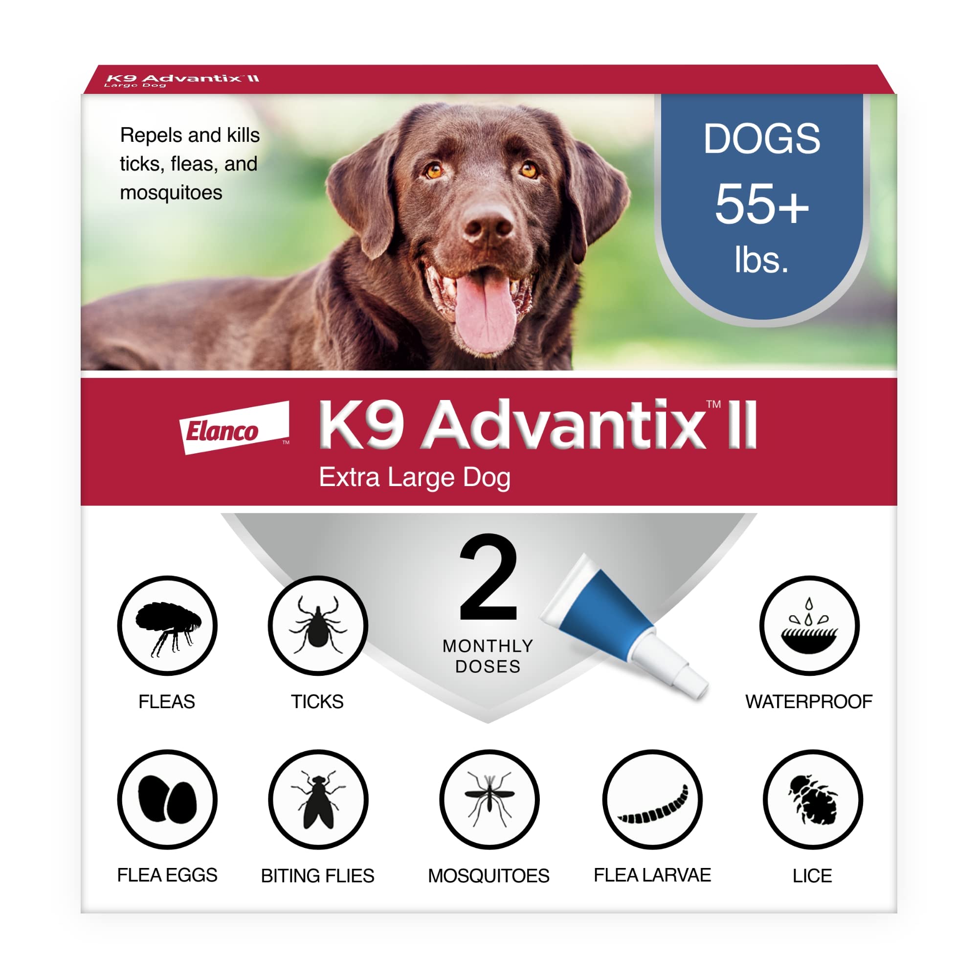 Photo 1 of K9 Advantix II XL Dog Vet-Recommended Flea, Tick & Mosquito Treatment & Prevention | Dogs Over 55 lbs. | 2-Mo Supply