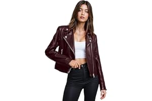 Olivia Miller Womens Faux Leather Zip Up Moto Biker Jacket
