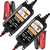 MOTOPOWER MP00205A 12V 800mA Automatic Battery Charger, Battery Maintainer, Trickle Charger, and Battery Desulfator, 2 Pack